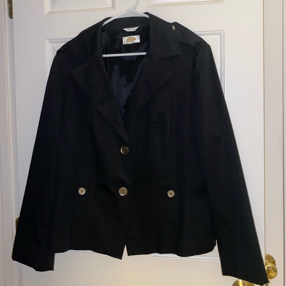 Talbots Black Crop Trench Jacket